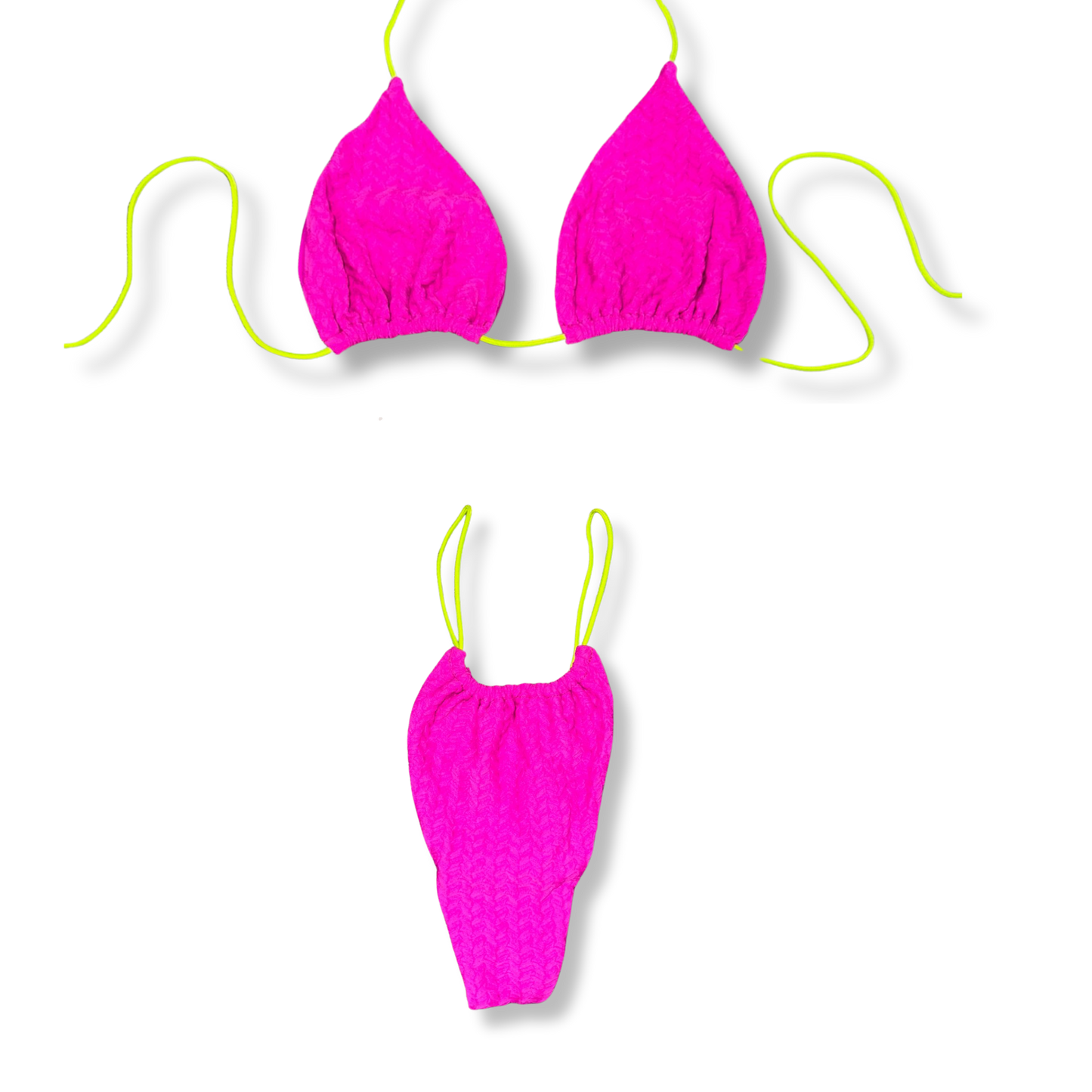Ribbed Flamingo String Bikini