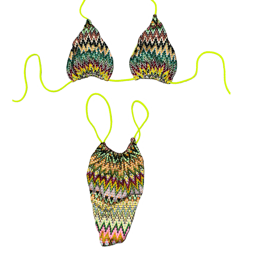 Zigzag Wave String Bikini (Yellow)