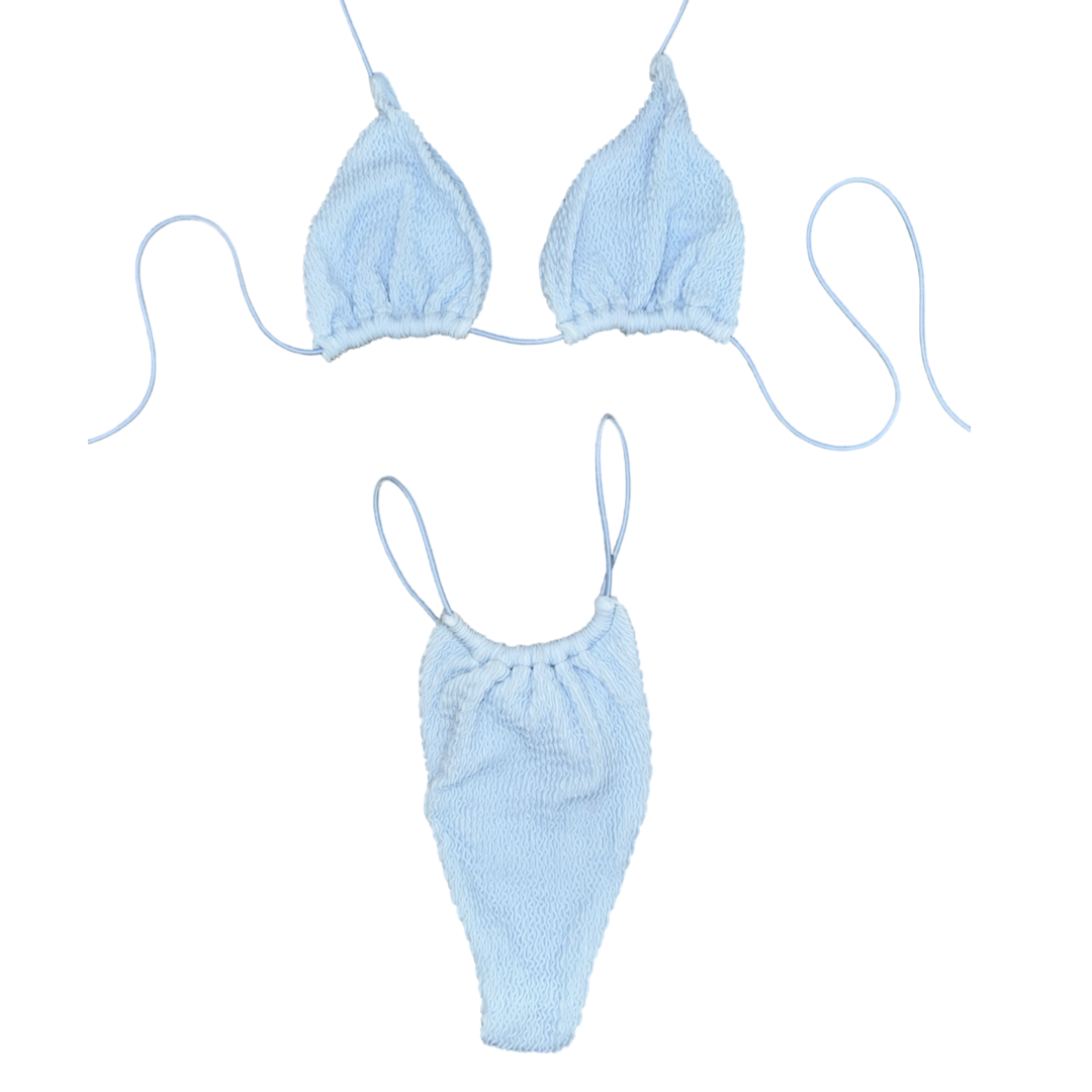 Textured Light Blue String Bikini