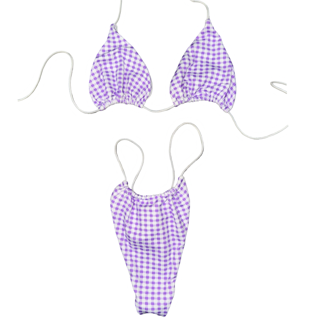 Purple and white Gingham Bikini