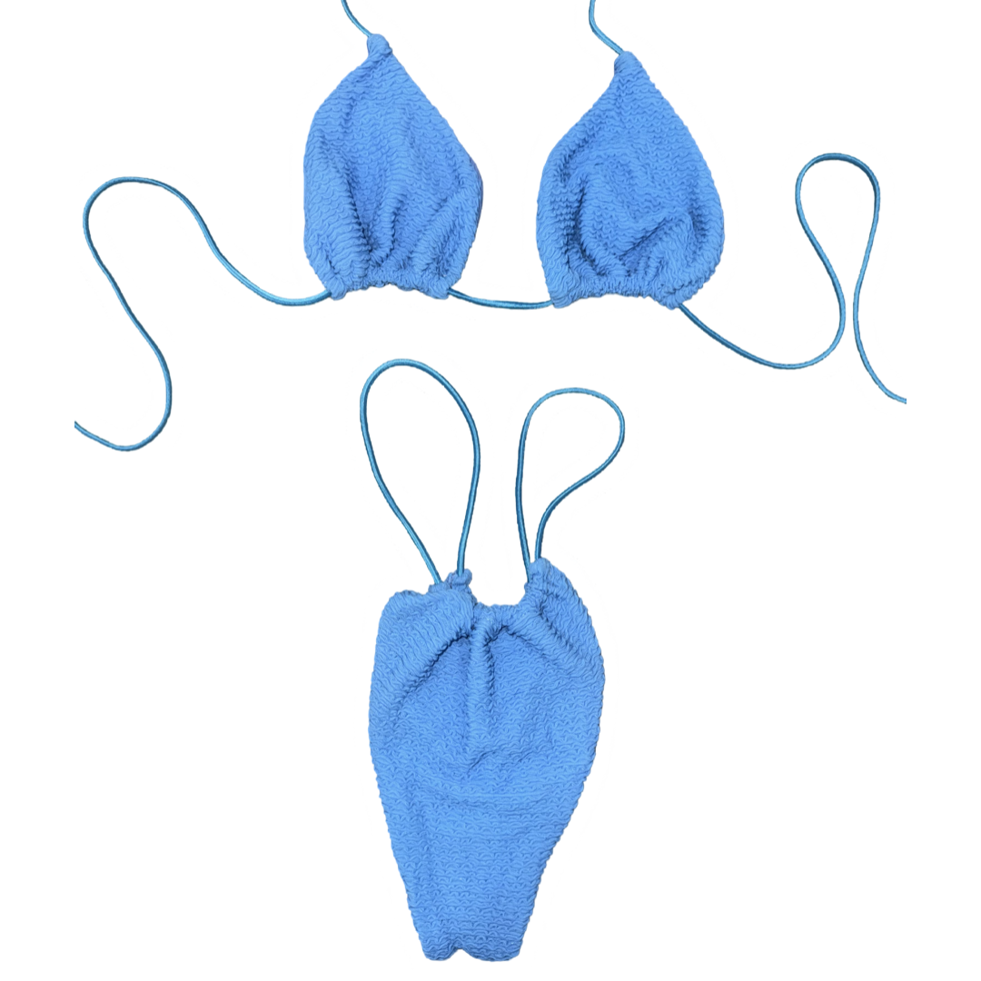 Textured Baby Blue String Bikini