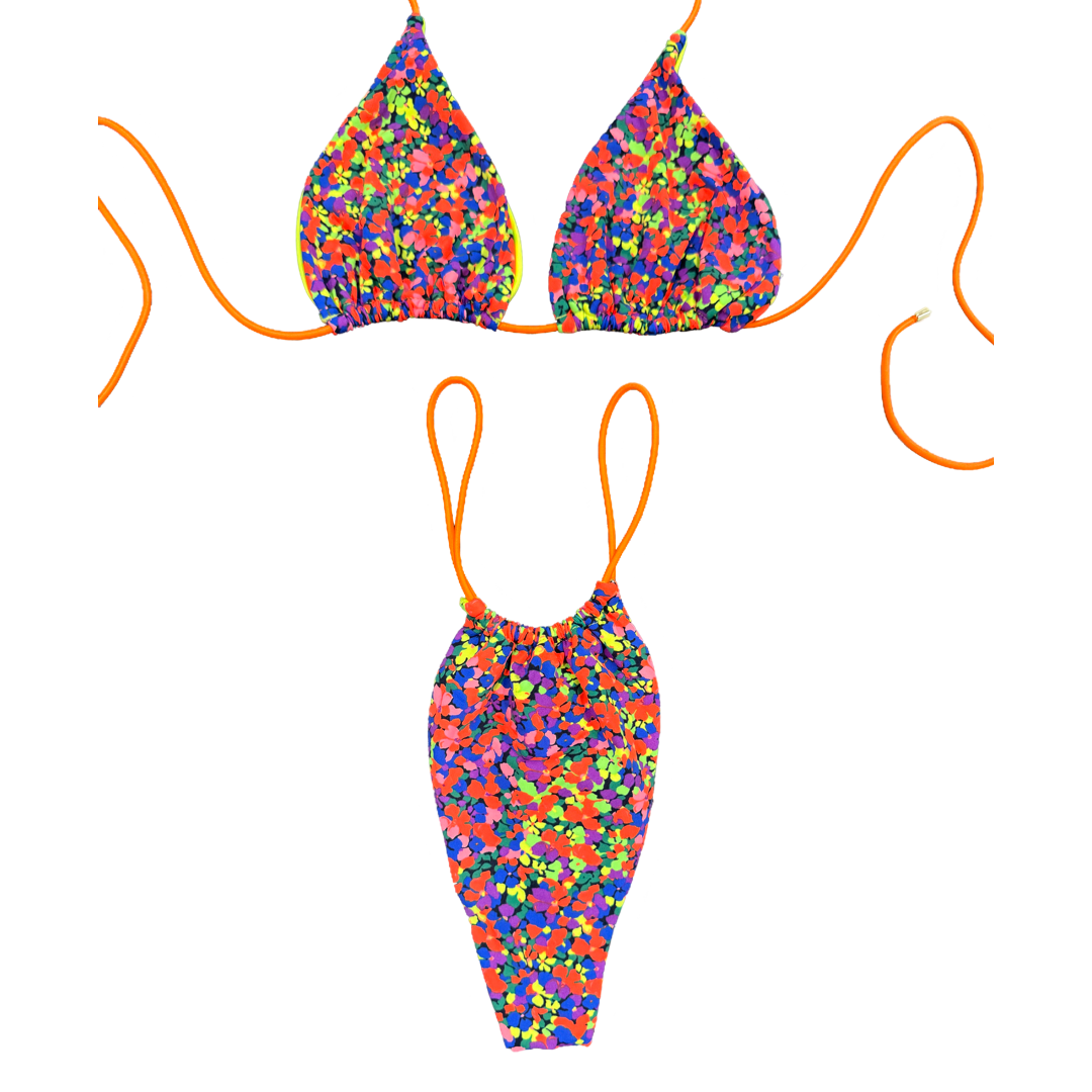 Neon Bloom String Bikini