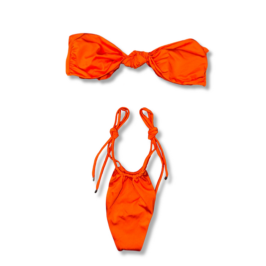 Orange Strapless Tie Bikini