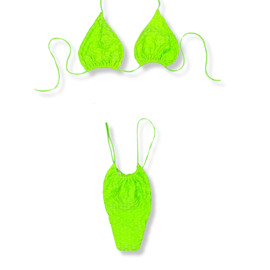 Ribbed Lincoln Road Neon Green String Bikini