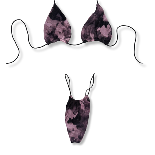 Pink Mesh Tie Dye String Bikini