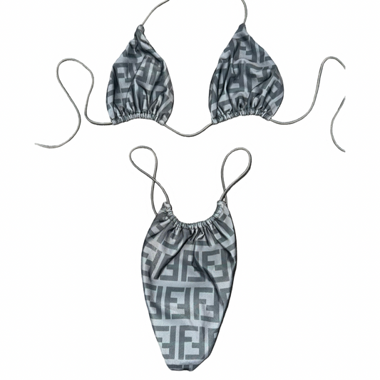 Fendi Inspired String Bikini (Gray)
