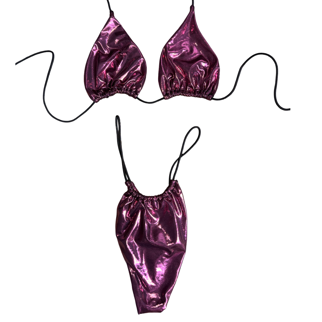 Metallic Temptation Pink String Bikini