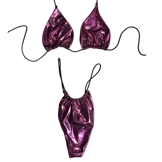 Metallic Temptation Pink String Bikini