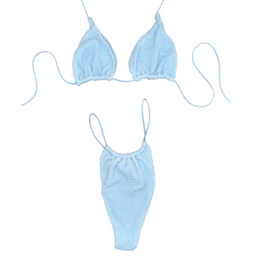 Textured Light Blue String Bikini