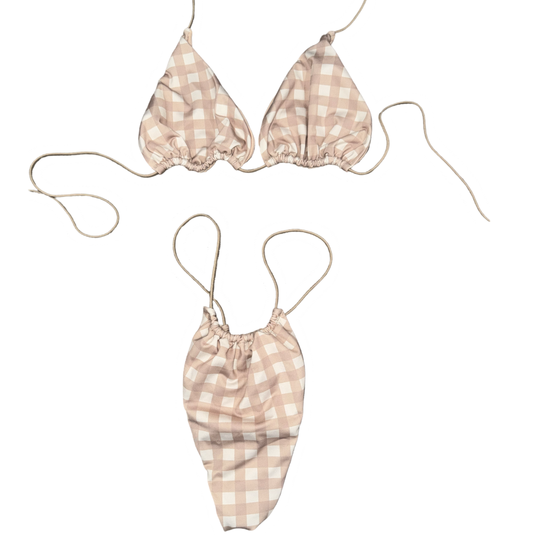 Nude Gingham String Bikini