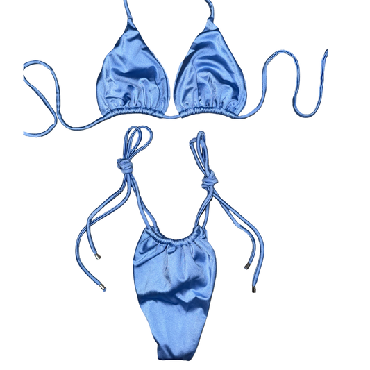 Prussian Blue Silky Tie Bikini