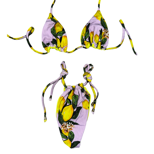 Neon Lemon Lavender Reversible Tie Bikini