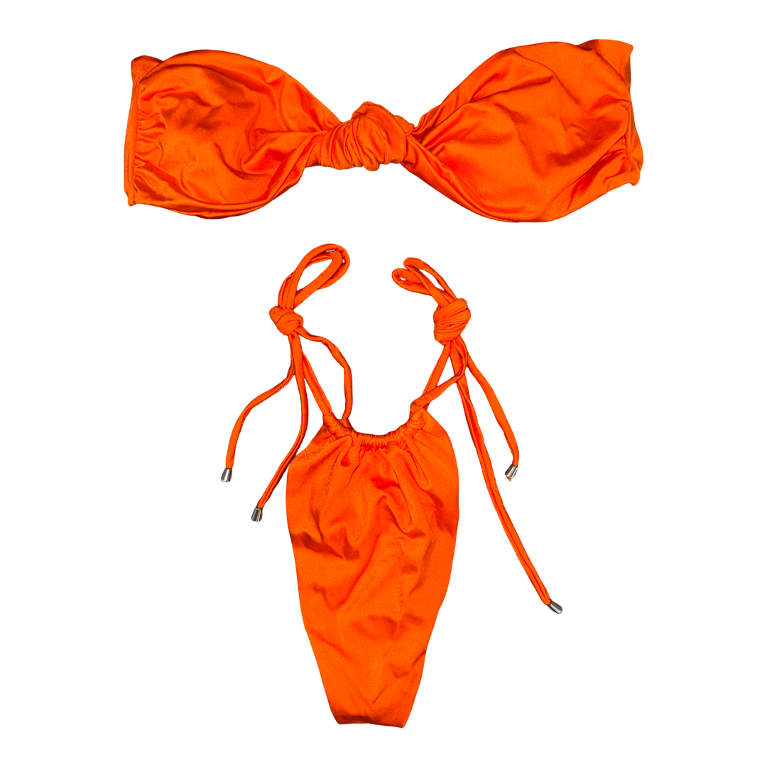 Orange Strapless Tie Bikini