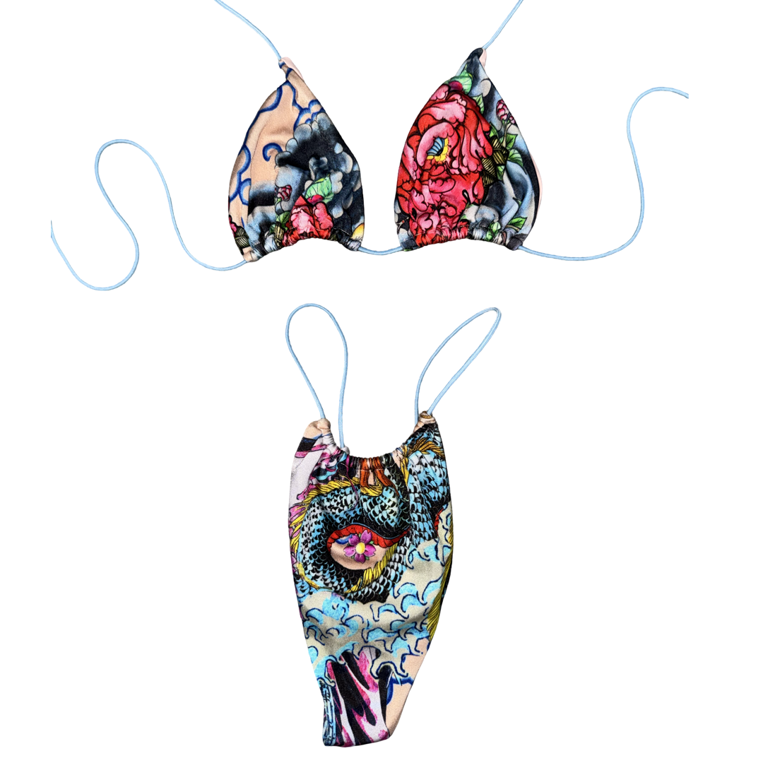 Ink and Petals String Bikini