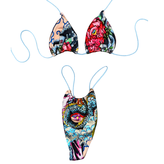 Ink and Petals String Bikini
