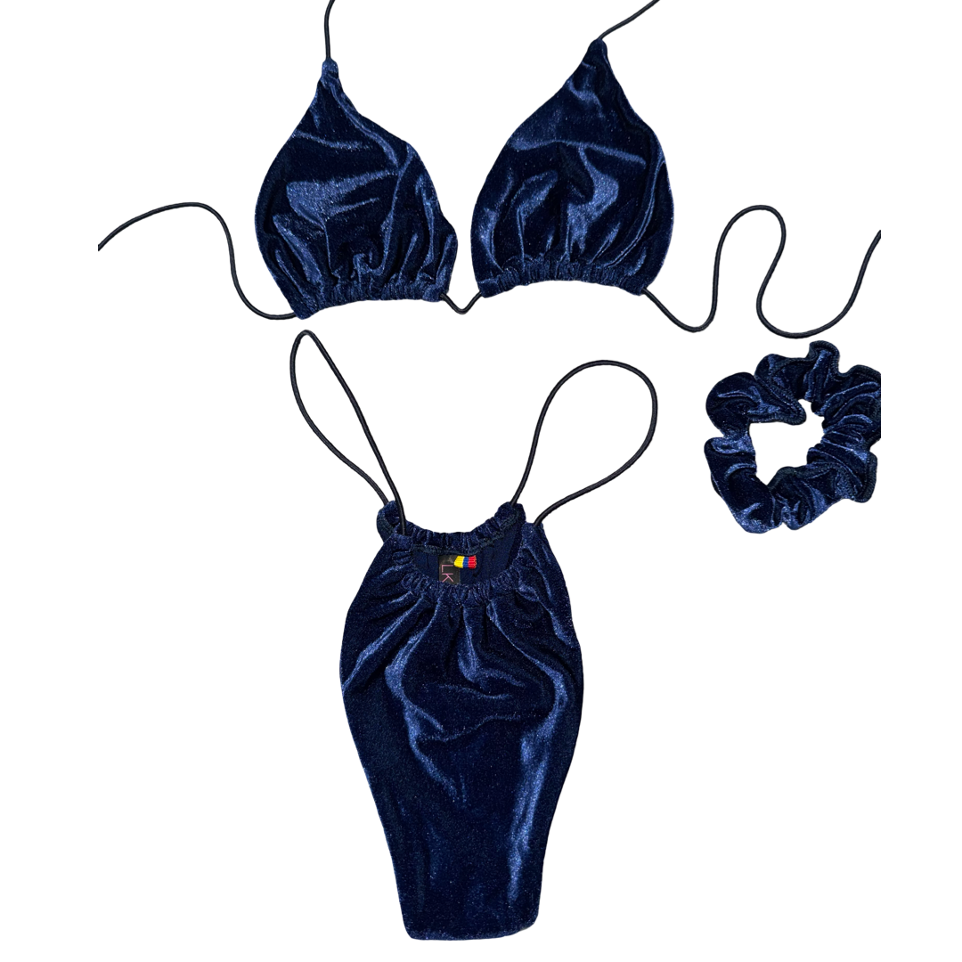Blue Velvet String Bikini