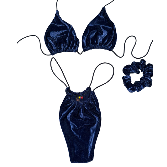 Blue Velvet String Bikini