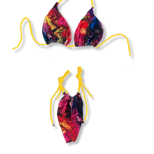Rainbow Snake Print Tie Bikini