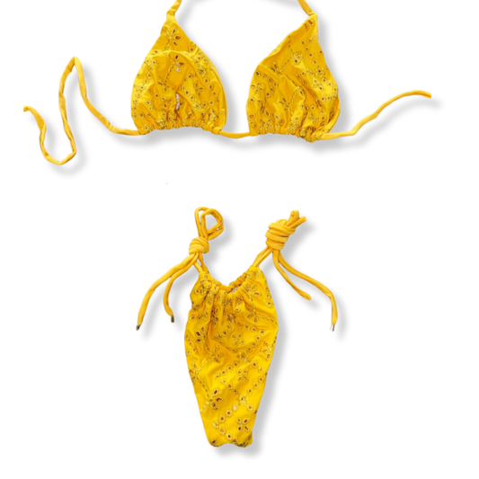 Eyelet Bikini Tie Yellow