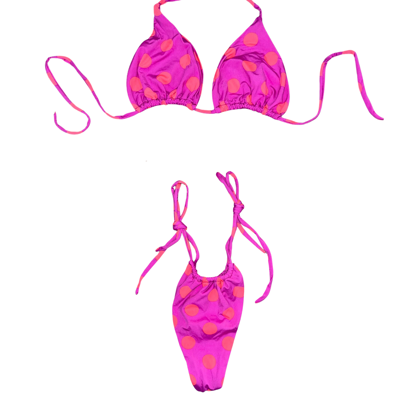 Fuchsia Polka Tie Bikini