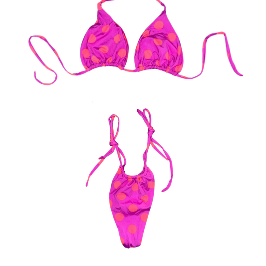 Fuchsia Polka Tie Bikini