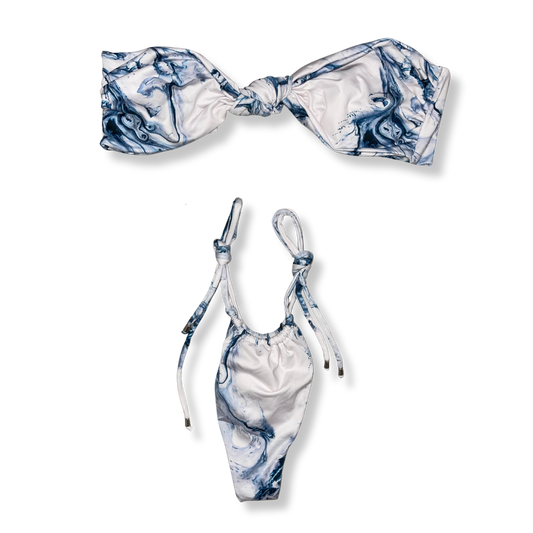Marble Strapless Tie Bikini